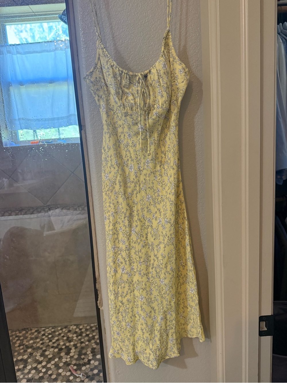 & Other Stories Yellow Floral Midi Slip Dress